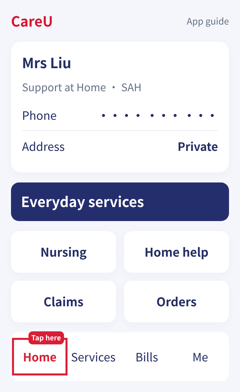 Check the client name before opening another section.